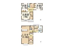 愛子東６（愛子駅） 3380万円 3380万円、3LDK、土地面積152.75㎡、建物面積92.73㎡概略図です。