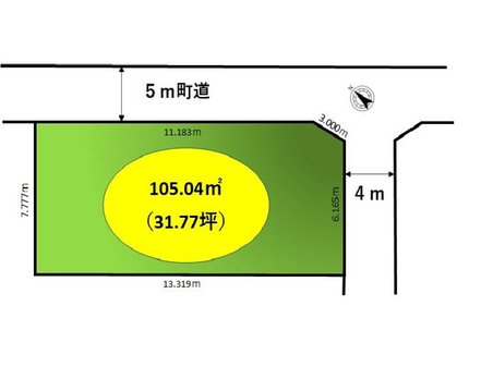宮川 180万円 土地価格180万円、土地面積105.04㎡区画図