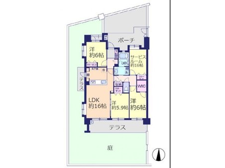 ウィズ大宮 3LDK+S、価格4590万円、専有面積85.88㎡専用庭付きの3SLDKマンション