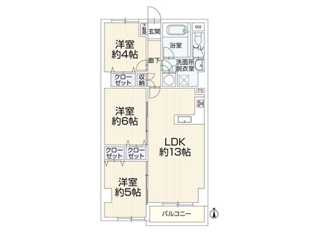 サンシャイン平塚　1003号室 3LDK、価格1599万円、専有面積69.16㎡、バルコニー面積3.45㎡各居室に収納付き！高層階の為眺望良好！