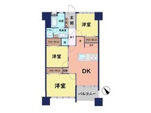 烏山南住宅 3DK、価格3390万円、専有面積60.97㎡、バルコニー面積3.9㎡■専有面積：６０．９７平米の３ＤＫ