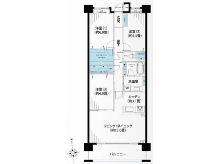 クレストグランディオ横浜 3LDK、価格4690万円、専有面積81.09㎡、バルコニー面積10㎡