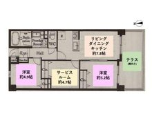 ライオンズガーデン竹の塚 2LDK+S（納戸）、価格2280万円、専有面積56.52㎡、バルコニー面積10.9㎡