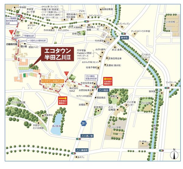 【高台の街】　エコタウン半田乙川Ⅱ　E8区画 現地案内図