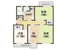 大久保東第一住宅14号棟 3DK、価格380万円、専有面積64.8㎡、バルコニー面積7.1㎡