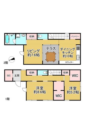 生駒市桜ケ丘新築戸建　【一戸建て】 3680万円、2LDK+S（納戸）、土地面積129.66㎡、建物面積97.09㎡全居室洋室・2階にLDKを配置しています。