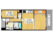 千舟リバーサイドヴィラB棟 1LDK、価格1180万円、専有面積39.24㎡、バルコニー面積7.58㎡オープンで広々LDK使用も、3枚引込み間仕切りして寝室としていただくことも可能です♪