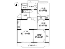 サンハイツ六甲 3LDK、価格2680万円、専有面積72.88㎡、バルコニー面積10.26㎡
