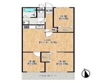 豊中緑丘パークマンション 3LDK、価格2280万円、専有面積66.54㎡、バルコニー面積7.7㎡