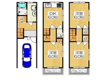 岸和田３（野崎駅） 1080万円 1080万円、3DK、土地面積32.7㎡、建物面積72.9㎡全居室６帖以上の３ＤＫの間取りです♪