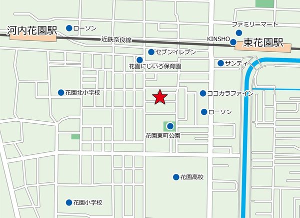 kiNOie東大阪市花園東町２丁目　自由設計住宅　ご自慢ハウスプロジェクト 現地案内図