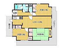 プリオーレ美山台2番館 3LDK、価格1380万円、専有面積76.18㎡、バルコニー面積25.42㎡