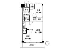 野田パークマンション 2LDK、価格2450万円、専有面積54㎡、バルコニー面積6.48㎡
