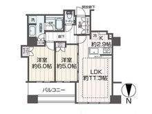 堂島ザ・レジデンスマークタワー 2LDK、価格9100万円、専有面積59.08㎡、バルコニー面積9.19㎡