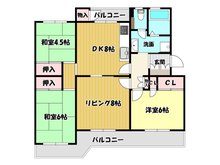 藤阪ハイツC2棟 3LDK、価格1280万円、専有面積76.99㎡、バルコニー面積14.1㎡