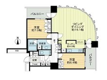 ザ・梅田タワー 2LDK、価格7700万円、専有面積88.25㎡、バルコニー面積14.13㎡
