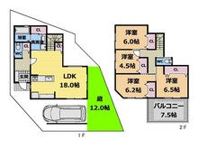 新稲１（箕面駅） 3000万円 １階リビング　４LDK例　建物価格１，９８０万円　建物面積１００．８４㎡
