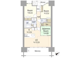 【最上階住戸】　ザ・パークハウス平和公園 3LDK、価格5980万円、専有面積73.11㎡、バルコニー面積13.8㎡梁の少ない設計の為、柔軟な家具配置が可能です。