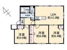 エメラルドマンション庚午北 3LDK、価格1680万円、専有面積64.89㎡、バルコニー面積12.17㎡