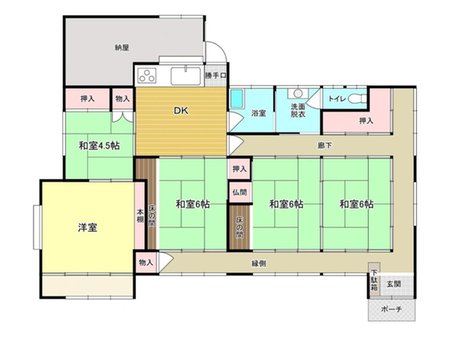 泉町 980万円 980万円、5DK、土地面積511.28㎡、建物面積129.76㎡5DKの居室空間が広がる間取りです。