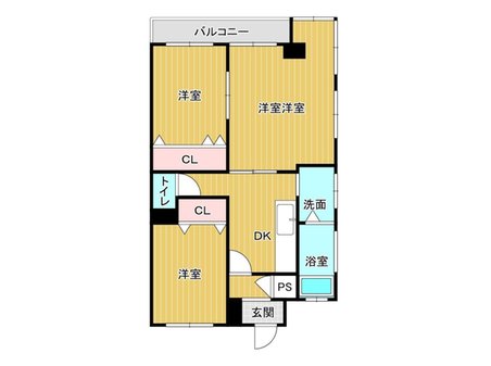 第三マナーハウス 3DK、価格690万円、専有面積63.2㎡間取図