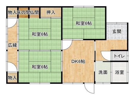 大里東３（小森江駅） 380万円 380万円、3DK、土地面積207.41㎡、建物面積61.45㎡間取図