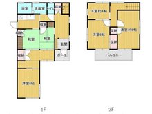 室岡（羽犬塚駅） 800万円 800万円、4LDK、土地面積198.36㎡、建物面積104.8㎡間取図