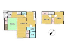 高陽台２（海老津駅） 1398万円 1398万円、3LDK、土地面積179.08㎡、建物面積73.69㎡間取図。3LDK。全室収納空間あります。