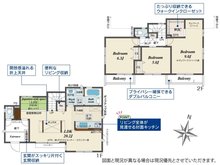 和田３（大橋駅） 3495万円 (1号棟)、価格3495万円、3LDK、土地面積128.96㎡、建物面積95.9㎡