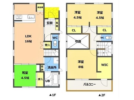 東坂元３ 2580万円 2580万円、4LDK、土地面積133.18㎡、建物面積96.05㎡４LDKの間取りです。