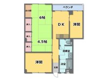 萩ケ丘マンション 4DK、価格180万円、専有面積66.21㎡、バルコニー面積3.72㎡４ＤＫのお部屋です。