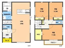 明和２ 2548万円 2548万円、3LDK、土地面積106.84㎡、建物面積85.29㎡1階に18帖のLDK、2階に洋室が3部屋とオーソドックスながら使い勝手の良い3LDKです。