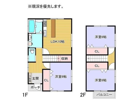 大字新多（小竹駅） 555万円 555万円、3LDK、土地面積141㎡、建物面積85.72㎡間取図