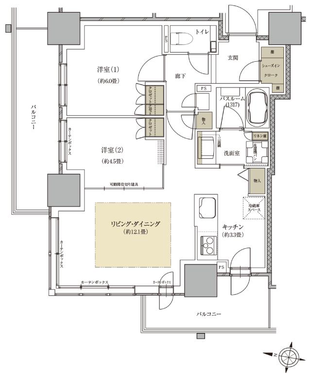 ザ・札幌タワーズの間取り図　EA：2LDK+SIC