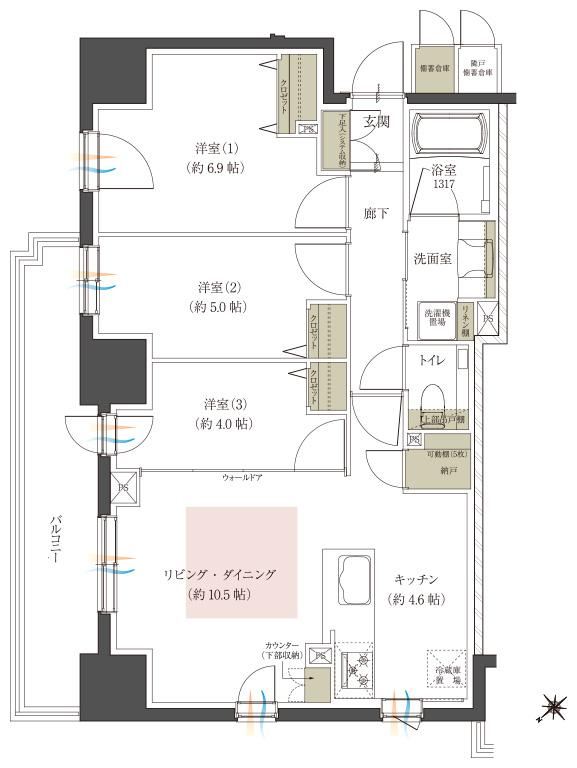 レーベン発寒南 RECENTの間取り図　C：3LDK+N
