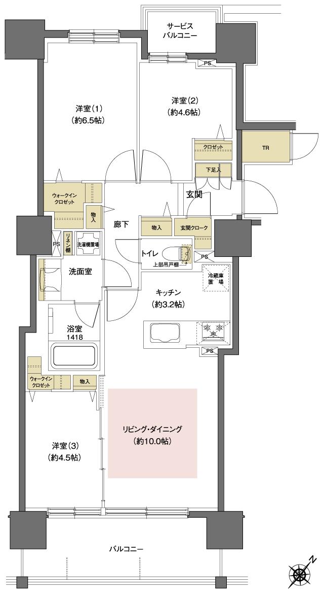 レーベン福住 LEGEND ARKSの間取り図　K1：3LDK+2WIC+玄関クローク