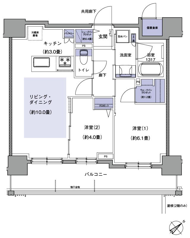 ブランシエラ豊平三条の間取り図　C：2LDK+WIC+SIC