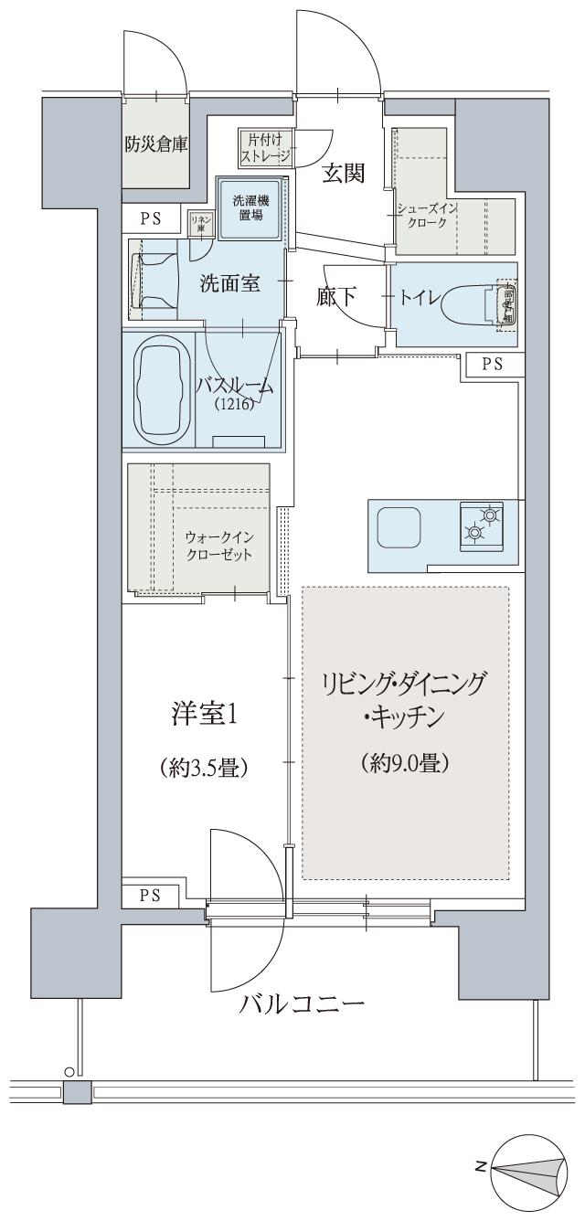 クリオ札幌グランクラスの間取り図　D：1LDK+WIC+SIC