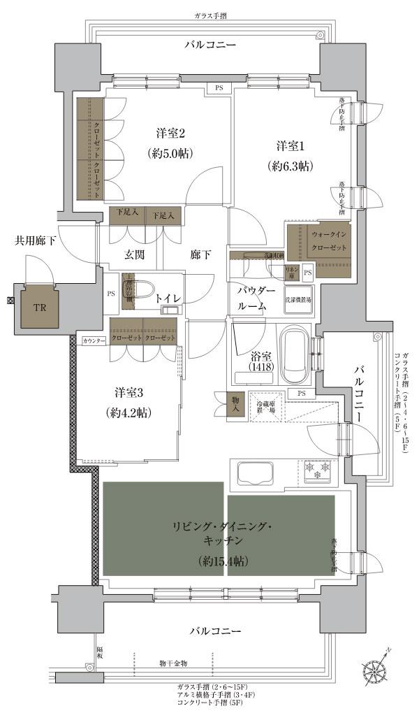 プレミスト札幌環状通東ステーションサイドの間取り図　I：3LDK+WIC