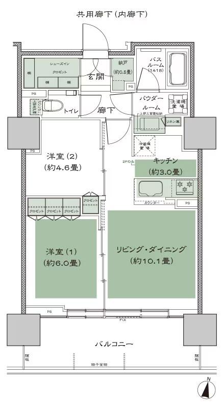 シティタワー札幌ザ・レジデンスの間取り図　F_2-13F：2LDK+N+SIC