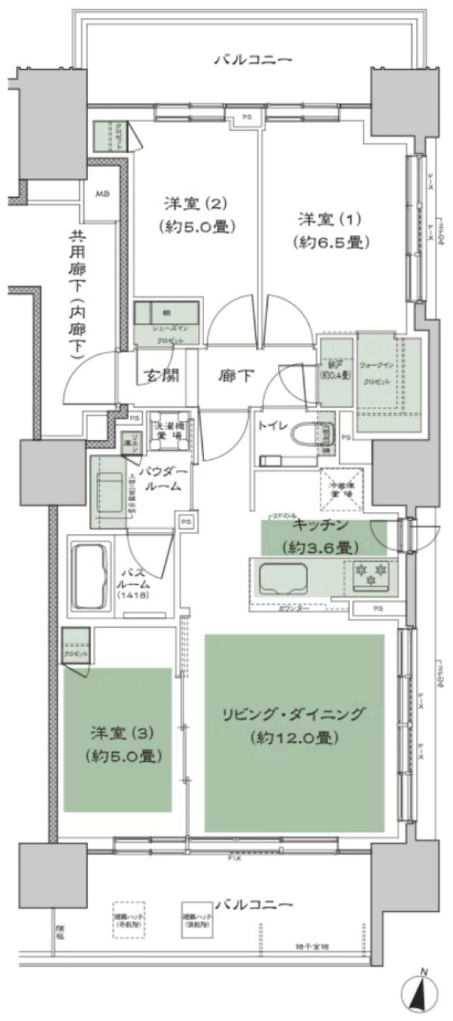 シティタワー札幌ザ・レジデンスの間取り図　G：3LDK+N+WIC+SIC