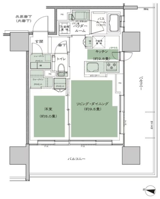シティタワー札幌ザ・レジデンスの間取り図　J：1LDK+WIC+SIC