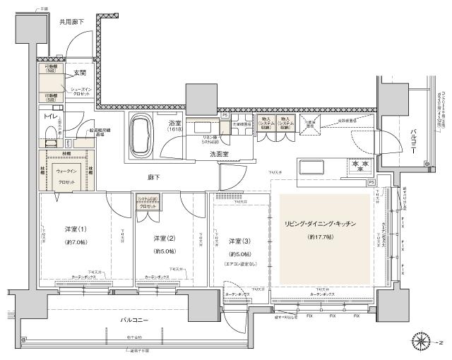 レ・ジェイド北海道北広島の間取り図　A：3LDK+WIC+SIC