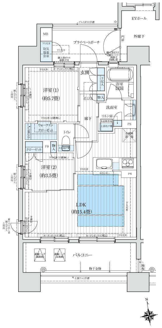 クレアホームズ フラン仙台 MID ARENAの間取り図　F(MENU2)：2LDK+WIC