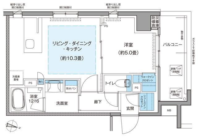 ブランシエラ仙台春日町（定禅寺通緑地レジデンス）の間取り図　A：1LDK