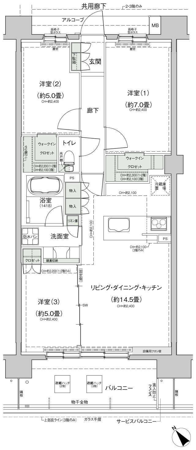 ノブレス泉中央EASTの間取り図　B1：3LDK