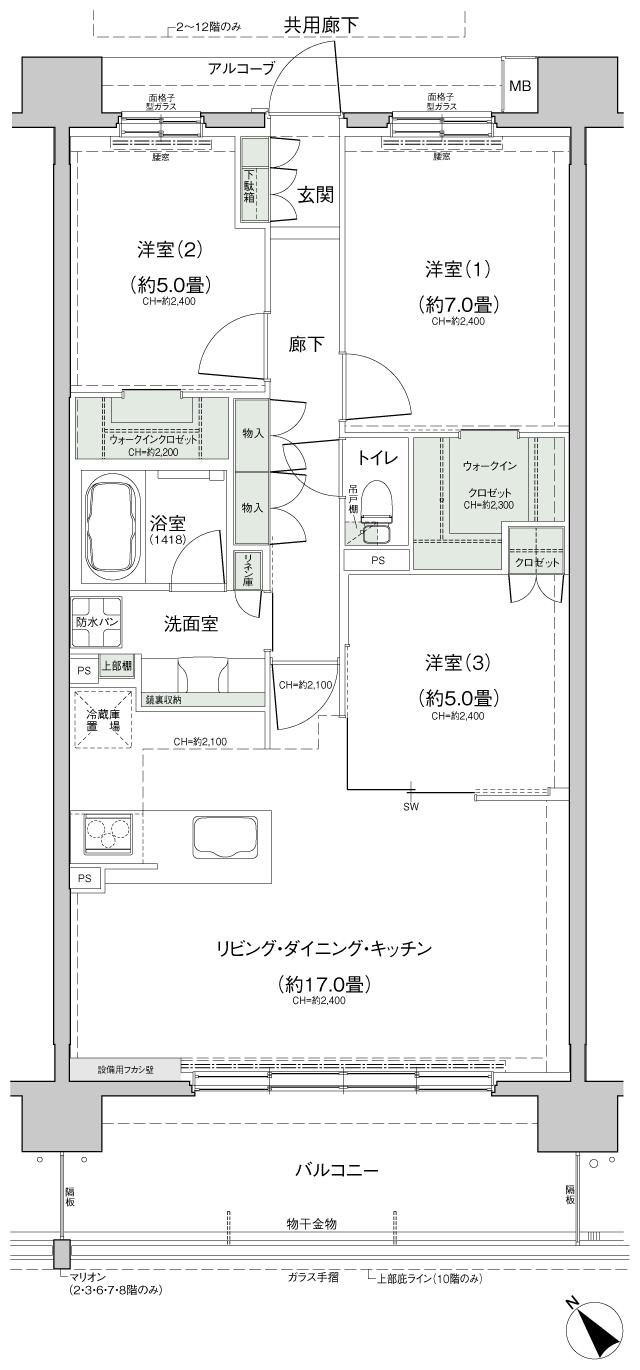 ノブレス泉中央EASTの間取り図　D2：3LDK