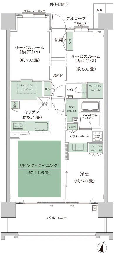 シティタワー青葉通一番町の間取り図　Da-標準：1LDK+2S+N+2WIC