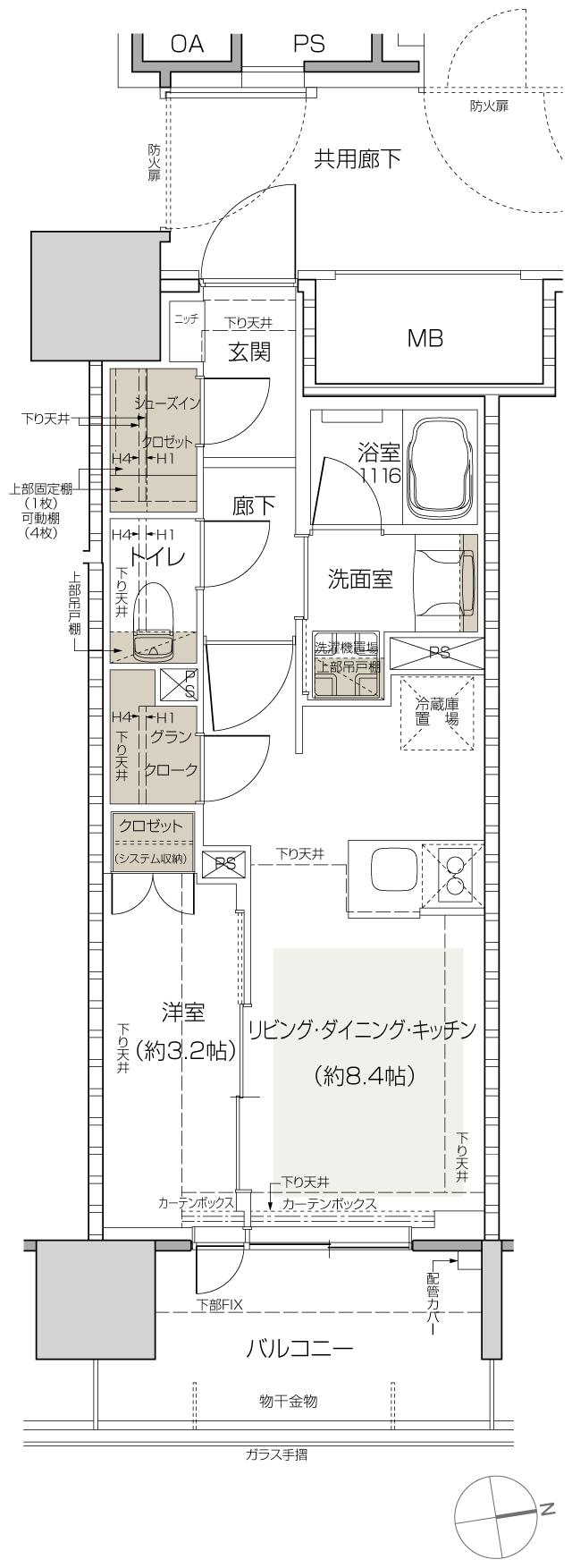 仙台 THE GRAND SKYの間取り図　H1：1LDK+GC+SIC
