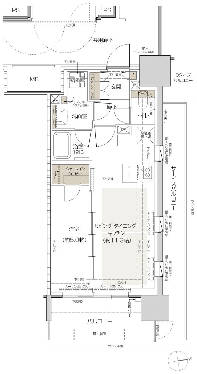 仙台 THE GRAND SKYの間取り図　I：1LDK+WIC